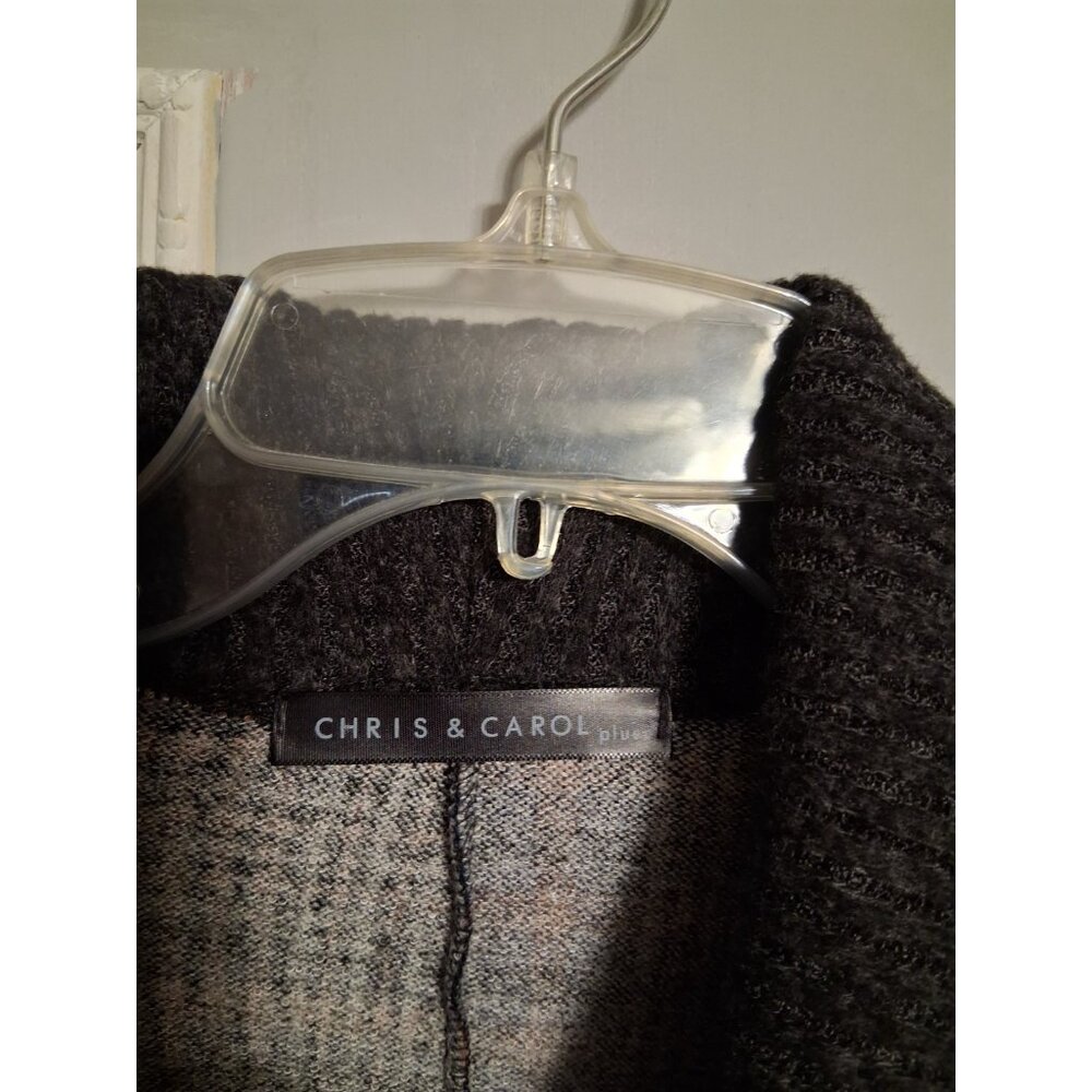Chris & Carol Plus Women's Size 2X Pullover Plaid Colw Neck Poncho Pockets - Picture 6 of 7